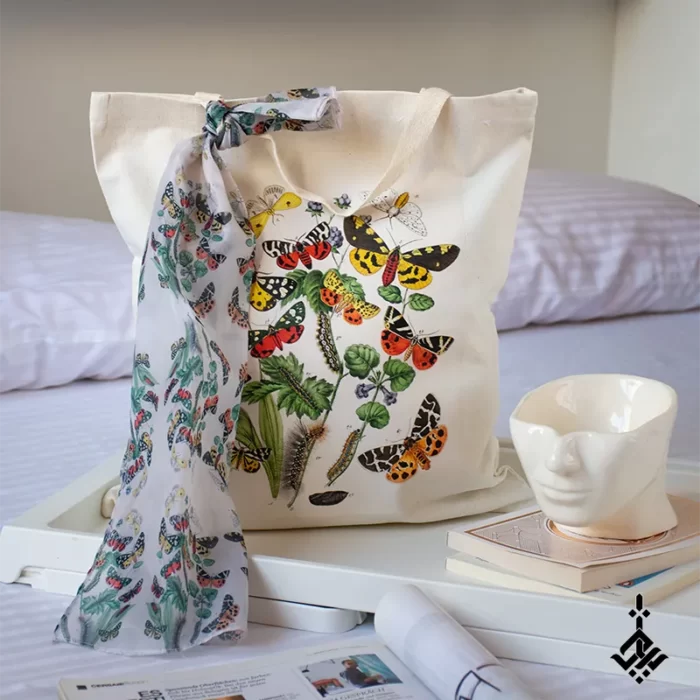 butterfly 03 white scarfy tote bag